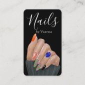 Carte De Visite Code QR noir de manucure de salon de ongles profes (Devant)