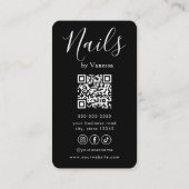 Carte De Visite Code QR noir de manucure de salon de ongles profes (Dos)