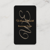 Carte De Visite Code QR noir élégant et moderne avec monogramme (Devant)