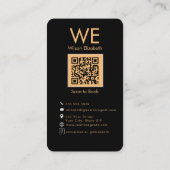 Carte De Visite Code QR noir élégant et moderne avec monogramme (Dos)