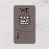 Carte De Visite Code QR noir élégant et moderne avec monogramme (Dos)