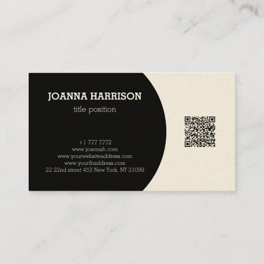 Carte De Visite Code QR noir et blanc (Dos)