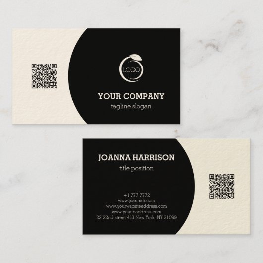 Carte De Visite Code QR noir et blanc (Devant / Derrière)