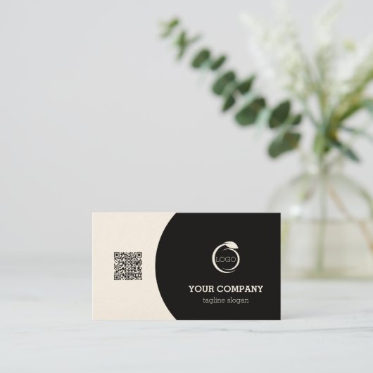 Carte De Visite Code QR noir et blanc (Debout devant)