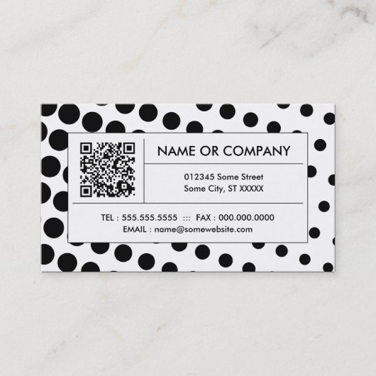 Carte De Visite code QR noir et blanc demi-ton (Devant)