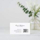Carte De Visite Code QR noir et blanc élégant et classique simple (Debout devant)