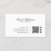 Carte De Visite Code QR noir et blanc élégant et classique simple (Devant)