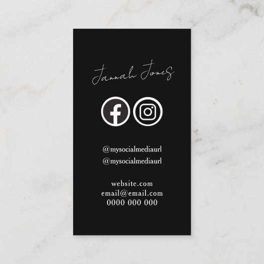 Carte De Visite Code QR noir et blanc en gras Médias sociaux (Dos)