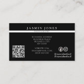 Carte De Visite Code QR noir et blanc géométrique moderne (Dos)