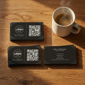 Carte De Visite Code QR noir et blanc moderne | Art déco de luxe