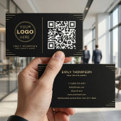 Carte De Visite Code QR noir et blanc moderne | Art déco de luxe