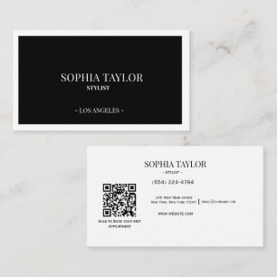 Carte De Visite Code QR noir et blanc professionnel