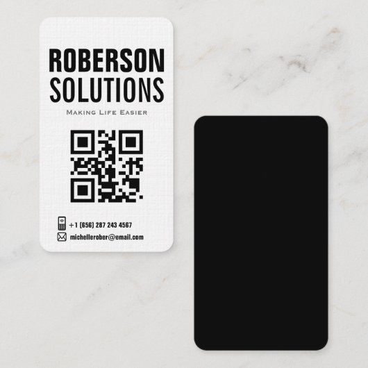 Carte De Visite code qr noir et blanc sur conception audacieuse (Devant / Derrière)
