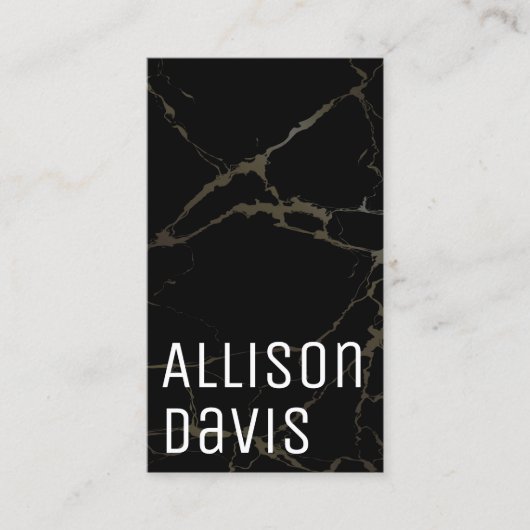 Carte De Visite Code QR noir et Marbre blanc (Devant)