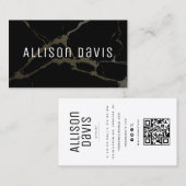 Carte De Visite Code QR noir et Marbre blanc (Devant / Derrière)