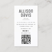 Carte De Visite Code QR noir et Marbre blanc (Dos)