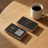 Carte De Visite Code QR noir et or moderne | Art déco de luxe