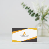 Carte De Visite Code QR noir et orange Abstrait professionnel (Debout devant)