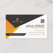 Carte De Visite Code QR noir et orange Abstrait professionnel (Dos)