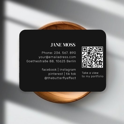 Carte De Visite Code QR noir minimal moderne