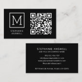 Carte De Visite Code QR noir minimum logo professionnel (Devant / Derrière)