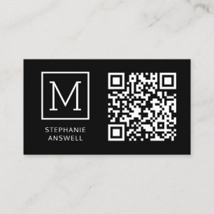 Carte De Visite Code QR noir minimum logo professionnel