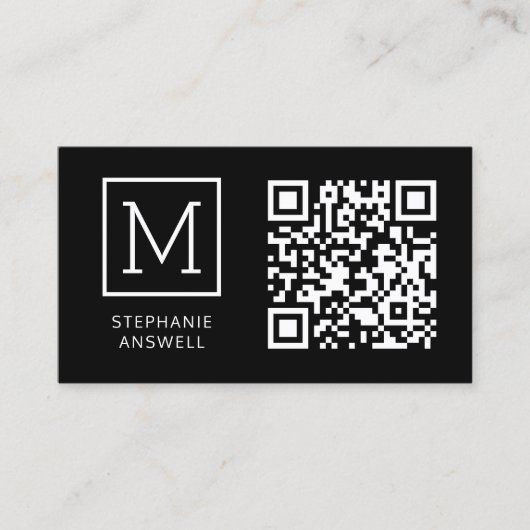 Carte De Visite Code QR noir minimum logo professionnel (Devant)