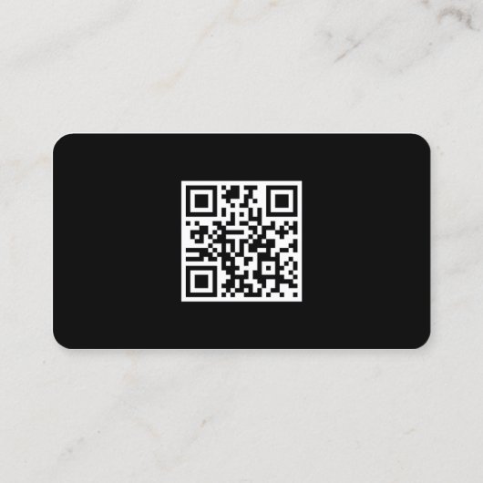 Carte De Visite Code QR noir moderne (Dos)