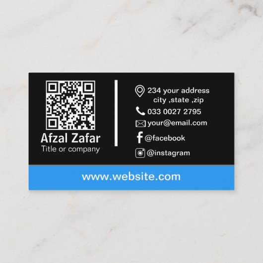 Carte De Visite Code qr noir moderne et logo d'entreprise (Dos)