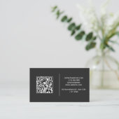 Carte De Visite Code QR noir moderne et simple (Debout devant)