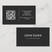 Carte De Visite Code QR noir moderne et simple (Devant / Derrière)