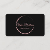 Carte De Visite Code QR noir monogrammé Salon élégant moderne (Devant)