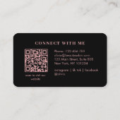 Carte De Visite Code QR noir monogrammé Salon élégant moderne (Dos)