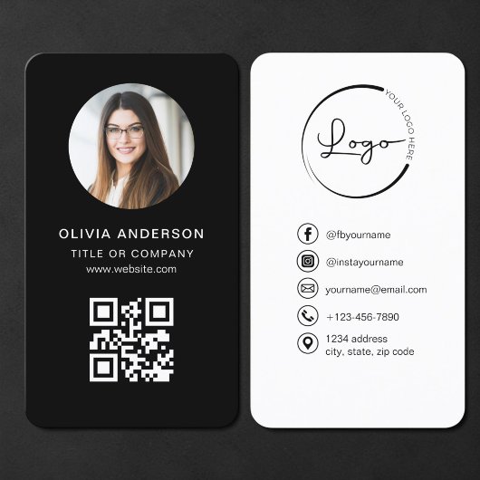 Carte De Visite Code QR noir photo