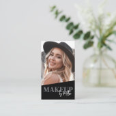 Carte De Visite Code QR Noir Photo Maquillage Vertical (Debout devant)