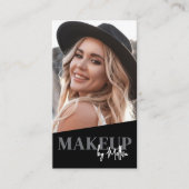 Carte De Visite Code QR Noir Photo Maquillage Vertical (Devant)