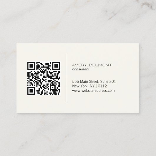 Carte De Visite Code QR noir professionnel (Dos)