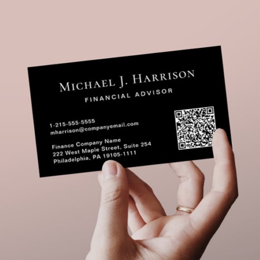 Carte De Visite Code QR noir professionnel