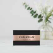 Carte De Visite Code QR noir Rose brossé personnalisé élégant (Debout devant)