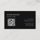 Carte De Visite Code QR noir tendance élégant moderne (Dos)