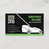 Carte De Visite Code QR noir vert aménagement paysager moderne de (Devant)