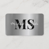 Carte De Visite Code QR Nom Calligraphie Script Luxe Argent (Devant)