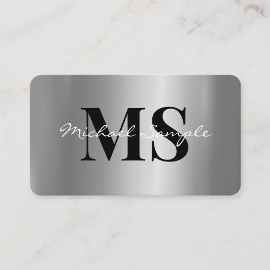 Carte De Visite Code QR Nom Calligraphie Script Luxe Argent (Devant)