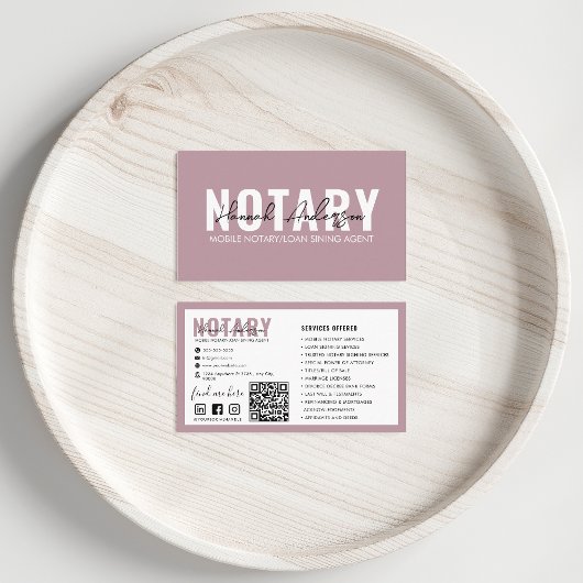 Carte De Visite Code QR | Notaire mobile moderne gris rose