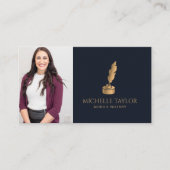 Carte De Visite Code QR Notaire Professionnel Élégant Marine Mobil (Devant)