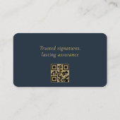 Carte De Visite Code QR Notaire Public Bleu Marine Or (Dos)