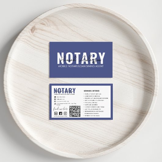 Carte De Visite Code QR | Notaire public mobile bleu moderne