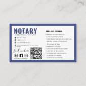 Carte De Visite Code QR | Notaire public mobile bleu moderne (Dos)