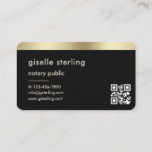 Carte De Visite Code QR Notaire Public Or Noir (Dos)