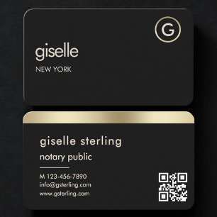 Carte De Visite Code QR Notaire Public Or Noir